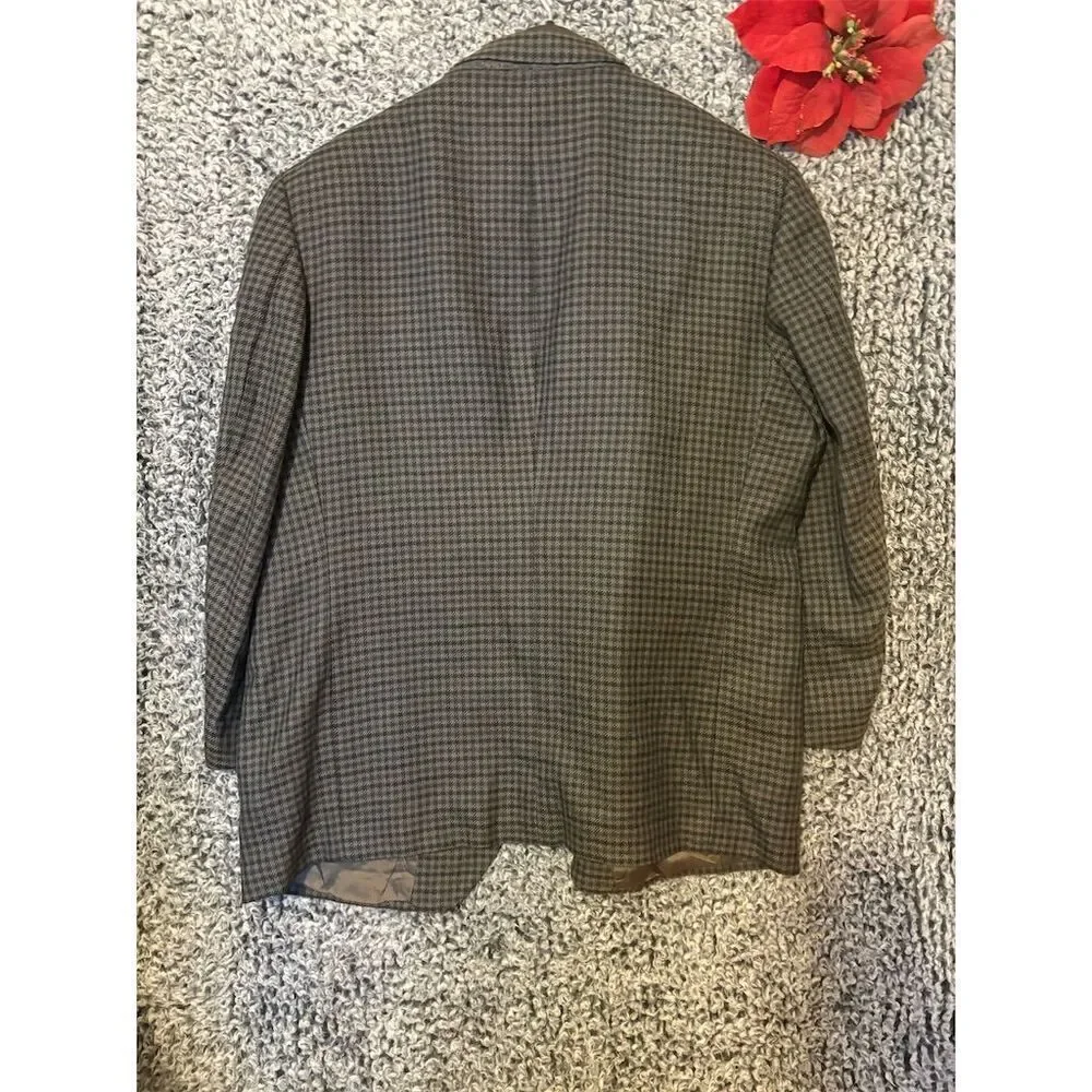 VESMODA Men's Vintage Wool Overcoat Brown Check Size 52